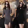 Vestido Básico Ajustado Sexy Estilo Coreano para Mujer Otoño 2026 Invierno Bodycon con Abertura Elegante para Club Nocturno
