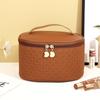 Bolsa Cosmética de PU de Gran Capacidad y Alta Calidad con Textura de Bambú, Bolsa Portátil para Almacenamiento de Cosméticos, Bolsa Impermeable para Artículos de Aseo