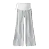 Pantalones de maternidad para otoño, pantalones acampanados de alta elasticidad, soporte abdominal de punto, no restrictivos, pantalones de pierna ancha fluidos, pantalones casuales de primavera