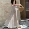 Falda Plisada de Línea A para Mujer, Nuevo Estilo Verano 2026, Cintura Alta, Adelgazante, Fluida, Falda Larga Acampanada, Falda de Paraguas