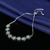 Pulsera Pequeña Fresca Elegante Chapada en Plata S925 Diamante Verde Nieve Ajustable con Cordón Joyería de Mano Flor de Gama Alta para Mujer