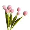 Tulipanes Hidratantes, Flores Artificiales, Ramos Táctiles de Doble Pétalo, Flores Falsas Húmedas de Alta Gama, Tulipanes para Decoración del Hogar