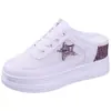Zapatos de Plataforma para Mujer 2025 Verano Nuevos Huecos Transpirables Medios Zapatos de Malla para Mujer Casual Internos Blancos para Mujer