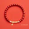 Pulsera de Bambú, Pulsera de Ágata Roja, Calcedonia, Regalo de Cumpleaños Estilo Chino para Novia
