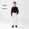 Conjunto de Camisa Blanca y Pantalones Largos Caqui para Niños Niños Niñas Primavera Otoño Campus Niños Medianos y Mayores Pantalones Largos Pantalones de Traje para Actuación Pantalones para Niños