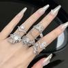 Anillo de Diamantes Plisado Distintivo de Diseño Nicho Sentido de Lujo Ligero Alto Sentido Moda Irregular Anillo Abierto de Piedra Lunar para Mujer