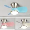 Ventilador de techo para habitación infantil rosa azul luz de dormitorio conversión de frecuencia silencioso protección ocular luz de ventilador de techo de tamaño pequeño