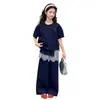 Ropa Infantil 2026 Nuevo Estilo de Verano para Niñas, Conjunto de Dos Piezas Súper Elegante Estilo Coreano, Pantalones de Pierna Ancha de Manga Corta de Verano para Niñas