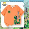 Nueva Camiseta de Manga Corta Estilo Minecraft para Niños Algodón Puro Moderna Superior de Media Manga para Niñas Ropa Fresca de Verano para Niños 7