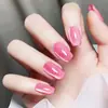 Uñas Sencillas Desmontables Estilo Ojo de Gato Cortas para Otoño e Invierno, Manicura Elegante y Aclarante, Uñas Postizas de Alta Gama Desmontables, Parches para Uñas Postizas
