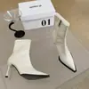Botines cortos de punta estilo francés para mujer, zapatos de tacón alto, nuevos botines finos de tacón para otoño e invierno, Botas Martin, botas nuevas ajustadas de color marrón vintage