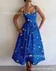 Nuevo vestido de tirantes casual, elegante y con estilo, estampado digital transfronterizo para mujer, vestido de verano