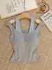 1940 # Estilo chica picante sexy top corto tipo camisola con cuello halter, botones y copas en el pecho, sin mangas