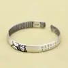 Atacado de fábrica joias de prata de lei S999 prata tailandesa retrô personalidade simples fosco liso pulseira feminina Sutra do Coração