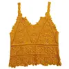 Blusa de Crochê de Verão Estilo Oodt Vazada Versátil Estilo Férias Francesas Slim Fit Solta Sem Mangas Regata