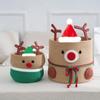 Cesta de Almacenamiento Tejida con Cuerda de Algodón de Reno Navideño Personalizada, Gran Capacidad, Cesta de Almacenamiento para Ropa en Casa, Decoración Navideña de Alce