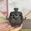 Queimador de Incenso Ornamentado Antigo Vintage Dinastia Qing Cabeça de Elefante Lótus Tampa Aberta Dragões Duplos Queimador de Incenso de Mesa Estilo Chinês Novo Retro