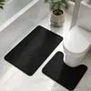 Alfombrilla de Baño con Patrón de Rombos Alfombrilla de Coral Fleece Almohadilla para el Pie del Inodoro en Forma de U Juego de Dos Piezas Alfombrilla Absorbente de Agua para Puerta de Inodoro Venta al por Mayor