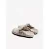 Sapatos Birkenstock de Feltro de Lã Retrô para Outono e Inverno para Mulheres 2026 Novo Estilo Sapatos Meio Aberto Fechados Sapatos Individuais com Adição de Lã Neve Sapatos Casuais