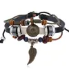 Venta Directa de Fábrica Punk Pulsera Vintage de Cuero con Cuentas Aleación Nota Musical Pulsera de Piel de Vaca Suministro de Comercio Electrónico Transfronterizo