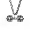 Colgante Europeo y Americano Simple de Calle Hip Hop Mancuerna Acero Titanio Moda para Hombre Collar Colgante de Acero Inoxidable Punto Cabello Lacio
