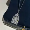 Colar HW Porta da Felicidade Hai Rui para Mulheres V Ouro Versão Alta Fashionable Luxo Leve Castelo Totalmente Diamantado Gaiola de Pássaro Cor Resistente Corrente para Clavícula
