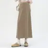 Falda de Otoño para Maternidad Ropa Exterior Holgada Adelgazante Línea A Longitud Media Versátil Falda Larga Adelgazante Estilo Otoño/Invierno