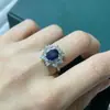Explosiones al por mayor de fábrica anillo de zafiro natural plata S925 incrustado con la piedra principal 6*8 vendiendo Europa y Estados Unidos una generación de cabello