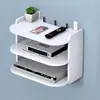 Decodificador de TV Router Inalámbrico Estante de Almacenamiento Multicapa de Escritorio Montado en Pared Organizador de Pared Sin Taladro