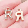Colgantes de Letra P del Alfabeto Inglés en Oro de 26 Quilates con Diamantes, Dijes Mayúsculos en Inglés, Collares Pendientes DIY, Accesorios de Joyería Transfronterizos