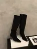 Botas de tacón alto, punta fina, gamuza, hasta la rodilla, botas largas, zapatos de mujer, colección otoño/invierno 2025, forradas de felpa, ajustadas, caña larga, botas de montar
