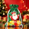 Bolsas de Regalo con Cordón de Halloween y Navidad de Venta Caliente Transfronterizas, Bolsas de Empaque con Cordón Navideño, Decoraciones Navideñas, Bolsas de Aluminio Láser