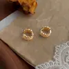 Hebilla de Espiga de Trigo Chapada en Oro de 14K con Circonitas Micro-Pavimentadas, Pendientes Elegantes y de Alta Gama, Pendientes de Suministro de Fábrica, Suministro en Vivo al por Mayor