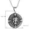 Collar con colgante redondo de calavera de acero de titanio personalizado estilo retro coreano y japonés, joyería de acero de titanio casual y de moda, superventas