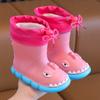 Botas de Lluvia de Caña Media para Niños Dibujos Animados de Dinosaurios Engrosadas Antideslizantes Suela Suave Impermeables para Niños y Niñas Pequeños Zapatos de Goma Botas de Lluvia con Algodón Adicional