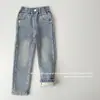 5000 artículos en stockPantalones Anchos Deshilachados Elásticos de Otoño/Invierno para Niñas Pantalones Acampanados Rotos Estilo Vintage Americano para Niños