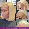 Pelucas de malla frontal Estilo Nuevo Europeo y Americano Set de Peluca de Malla Frontal para AliExpress Mujeres Cabello Corto Recto Rubio Claro