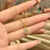 Colar de Zircônia Aquamarina em Formato de Cabaça Estilo Influenciador da Moda para Mulheres, Nova Moda Chinesa, Temperamento de Sorte e Prosperidade, Joia de Corrente para Clavícula de Alta Qualidade
