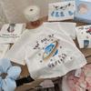 Tamanho Rolo 25 Verão Infantil Algodão Fino Desenho Animado Manga Curta Camiseta Meninos e Meninas Bebê Gola Redonda Top Algodão Fofo