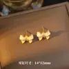 [Acero de Titanio] Collar Femenino Celebridad de Internet Colgante de Lazo Aretes Anillo Alta Moda Nuevo Conjunto Aretes Joyería
