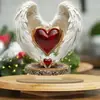 Adorno de Ángel Cruzado de Acrílico 2D Amazon Caliente Plegado Transfronterizo con Base, Hecho a Mano