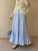 Falda de Malla con Volantes Estilo Francés Suave para Mujer Verano Largo Medio Plisada Look Adelgazante Estilo Vacacional Relajado Falda Línea A