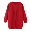 2468-25 Nuevo Estilo de Invierno Retro Americano Cárdigan de Manga Larga Estilo Perezoso Chaqueta Holgada Suéter de Dos Piezas con Tirantes