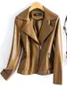 Chaqueta Corta 2026 Nueva Primavera y Otoño Estilo Coreano Corte Delgado Moda Callejera Chaqueta de Cuero para Motocicleta Abrigo de Cuero para Mujer