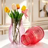 Jarrón de cristal con patrón de espiral estilo Ins, jarrón de gran capacidad estilo nórdico para hidroponía y arreglos florales, decoración de mesa para sala de estar, jarrón para flores frescas