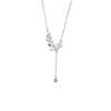 Colar de orelha de trigo com folha de diamante flash feminino, design de nicho moderno, leve, luxuoso, sofisticado, fresco e versátil, corrente de clavícula