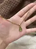 Collar de Cadena para Clavícula con Colgante de Gota de Agua Verde Transparente Estilo Francés Océano Azul Moda Personalizado Acero de Titanio Chapado en Oro Venta al por Mayor
