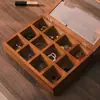 Caja de Almacenamiento de Joyería de Escritorio de Madera Bandeja Rejilla de Madera Organizador de Cosméticos Labiales Caja de Madera Madera Maciza