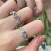 Anillo de Piedra Lunar Ola Irregular para Hombres y Mujeres con Anillo de Dedo Apilado Moda Sexual Viento Frío Anillo de Dedo Abierto