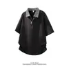 Camiseta Masculina de Manga Curta com Gola Turn-Down Falsa de Duas Peças, Novo Estilo de Verão, Camisa Versátil Casual Solta de Meia Manga, Top Versátil Estilo Americano para o Dia a Dia